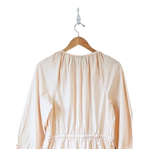 J. Crew Women's Cotton Poplin Puff Sleeve Button Front Jumpsuit M Palest Peach - Picture 6 of 13